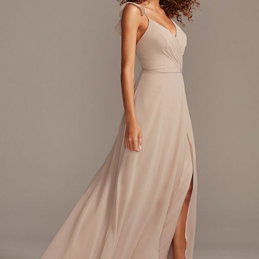 ruffle spaghetti strap chiffon dress